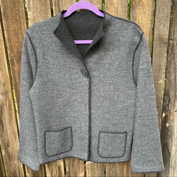 Jillian Jones Wool Blend Reversible Single Button Closure Jacket Sz LP - Picture 7 of 12